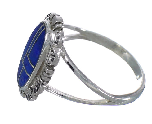 Southwest Lapis And Sterling Silver Ring Size 6-1/4 VX61105